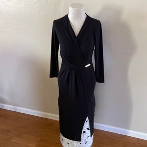 Black Wrap Bodice Dress with Self Belt